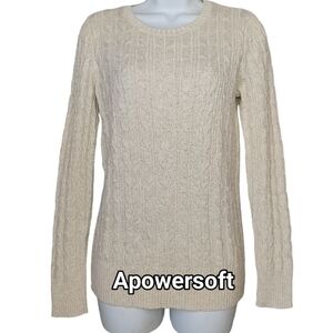 Beige Metallic Cable Knit Sweater